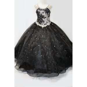 NEW LITTLE ROSIE girl's long pageant dress in black